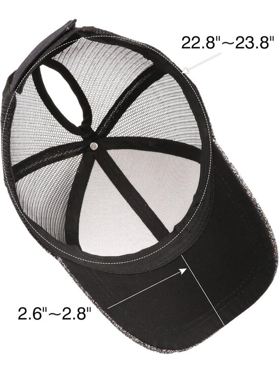 〽️Women 16 Black High Ponytail Baseball Cap Trucker Bad Hair Day Adjustable main image 6